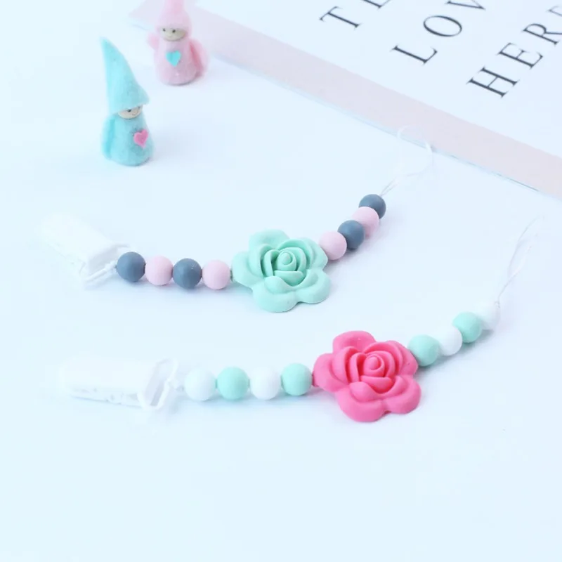 Baby Pacifier Chain Holder Clip Infant Strap Dummy Beads Soother Nipple Hold Teething Flower | Мать и ребенок