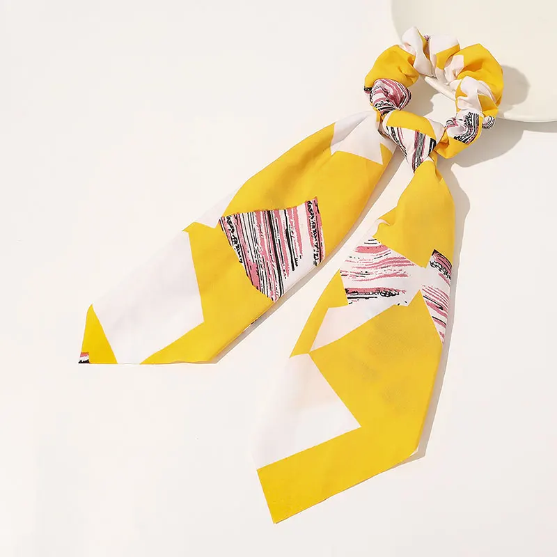 

Fashion Bohemian Cashews Print Ribbon Bow Hair Scrunchies Women Elastic Hair Band Ponytail Scarf Streamers Hair Ties accessories