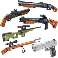 new toy gun military model m1897 and awm sniper rifle 98 sniper rifle building blocks boy jigsaw assembly toy birthday present