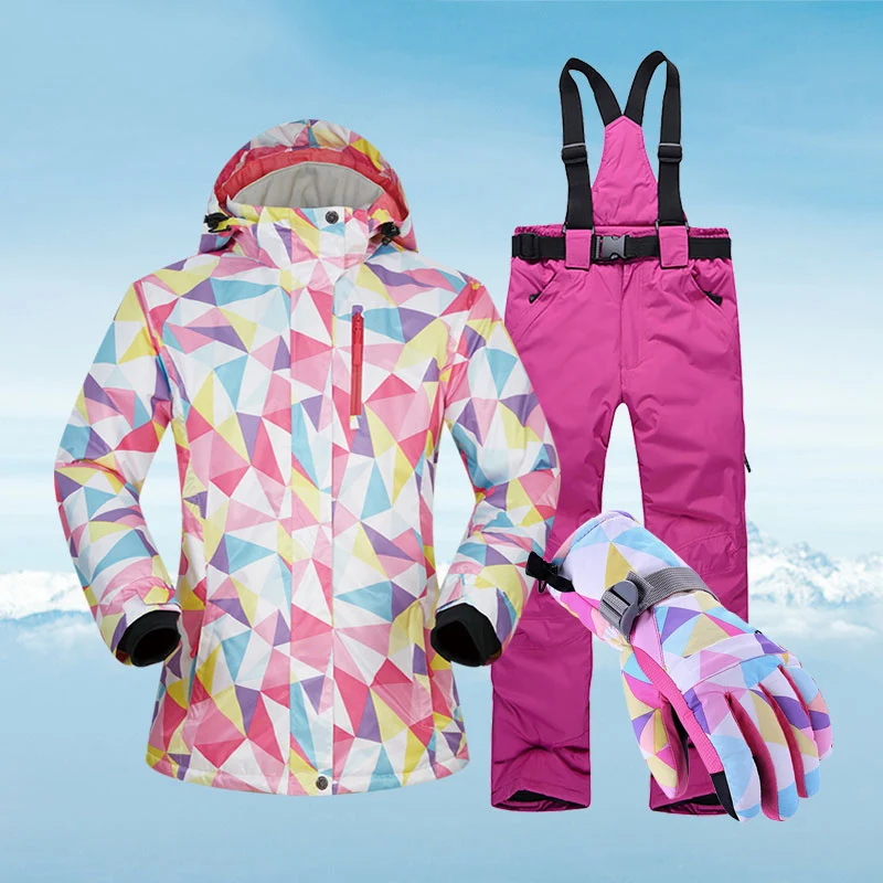 

-30C Warm Ski Suit Women Brand Female Ski And Pants Warm Waterproof Breathable Skiing And Snowboarding Suits