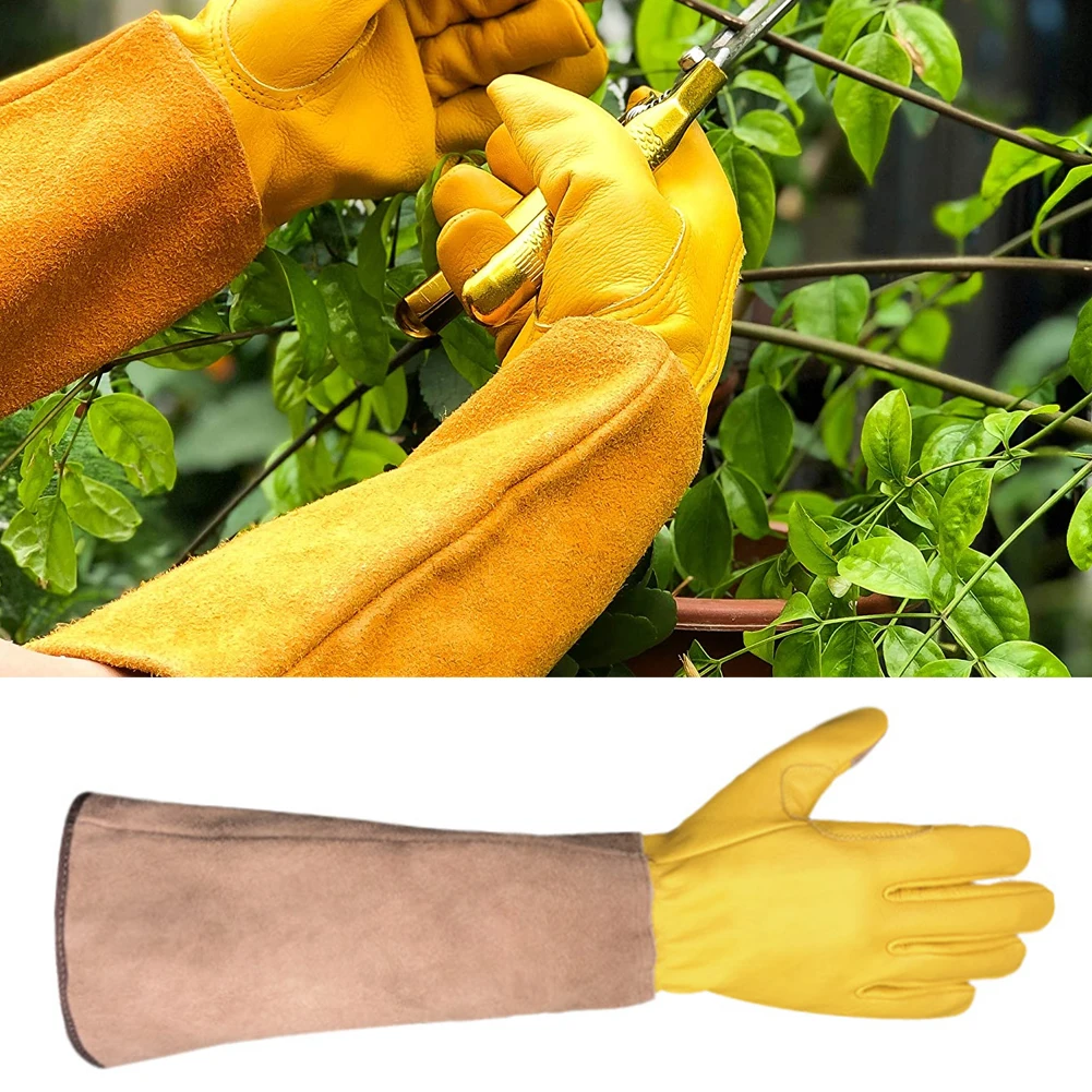 

1 Pair Heavy Duty Gardening Rose Pruning Gauntlet Gloves Thorn Proof Long Sleeve Work Welding Flexible Leather Garden Gloves