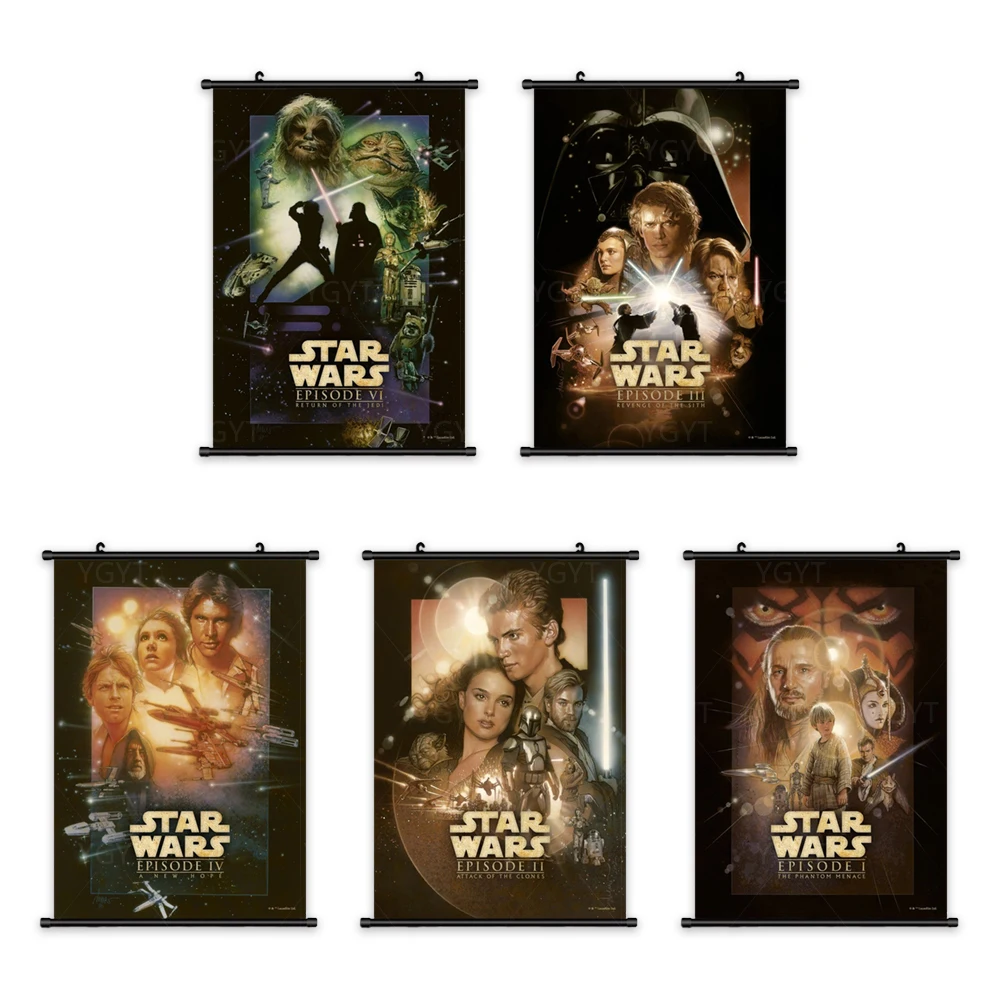 

Printed Canvas Star Wars Poster Home Decoration Mural Wall Fight Darth Vader Master Art Picture Plastic Scroll Hanging Painting