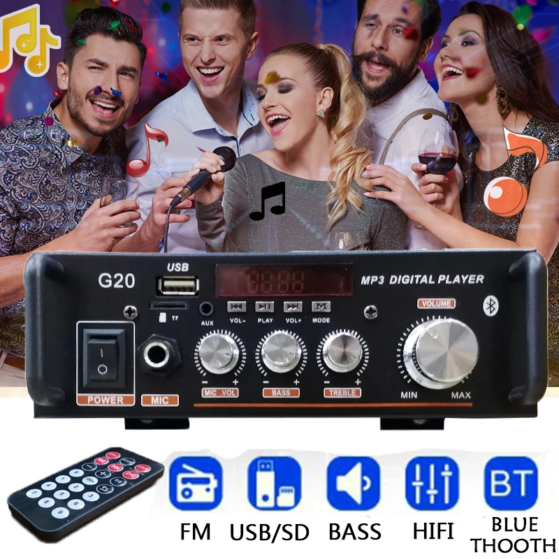 220V 600W Home Amplifiers HiFi Subwoofer Home Theater Sound System Audio Car Amplifiers FM TF AUX MP3 Player Remote Control