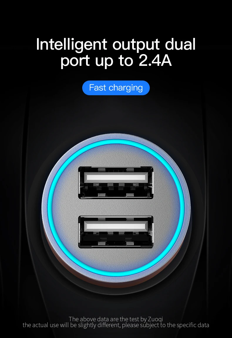 Автомобильное зарядное устройство двойное на плате USB зарядное устройство металлический алюминиевый сплав автомобильный мобильный телефон 2.4A автомобильное зарядное устройство Золотой Быстрая зарядка