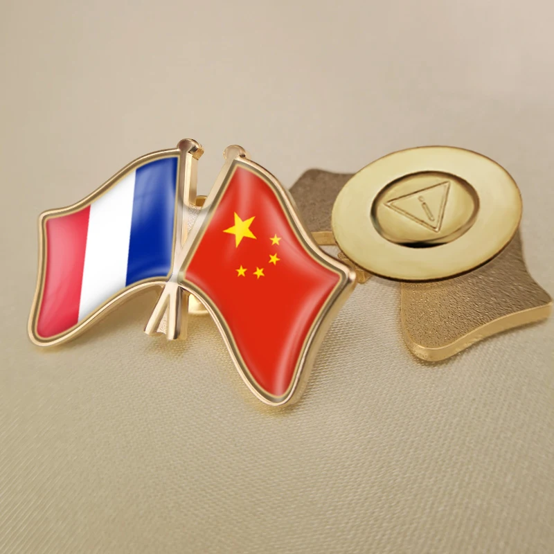 Франция и Китай перекрестные двойной флаг дружбы значков на булавке брошь значки