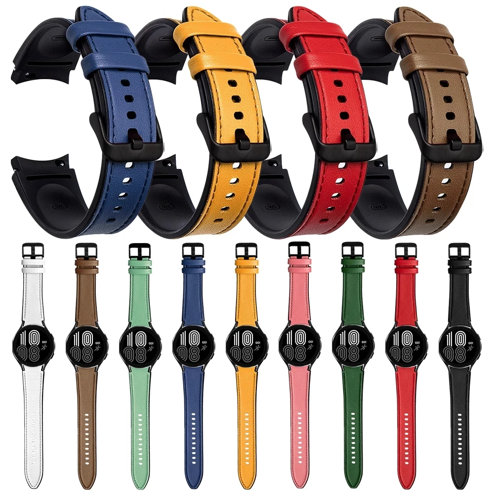 

Ремешок кожаный силиконовый для Samsung Galaxy Watch 4 Classic, сменный Браслет для наручных часов 46 мм 42 мм 44 мм 40 мм