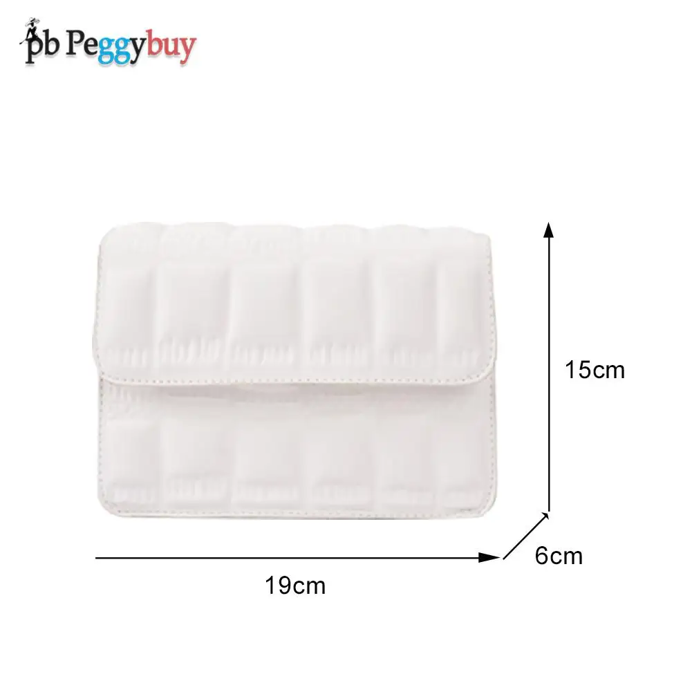 

Fashion Women Pure Color PU Leather Checker Chain Shoulder Crossbody Messenger Bag Casual Ladies Small Handbags Flap Purse