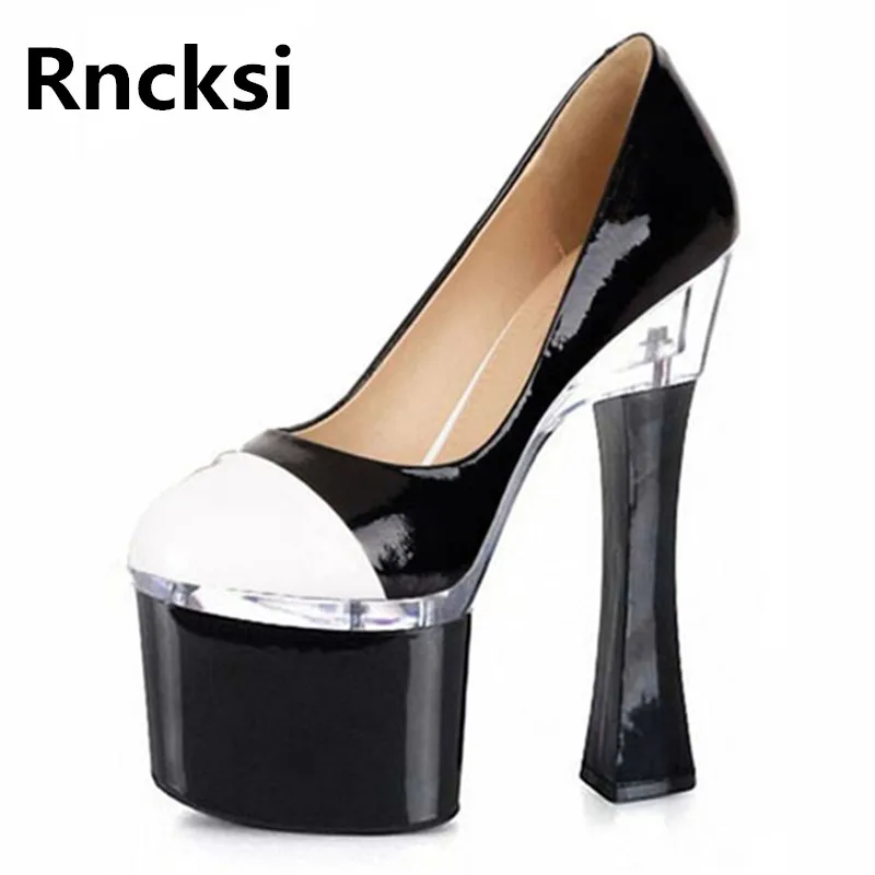 

Rncksi New 18cm Square Heels Sexy Women's Party Queen High-Heeled Platform Pole Dance Shoes 18cm High Heels Ankle Pumps