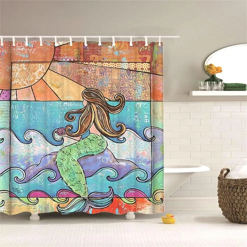 Дети мультфильм Ванная комната Душ шторы жизни с русалочкой дизайн комплект