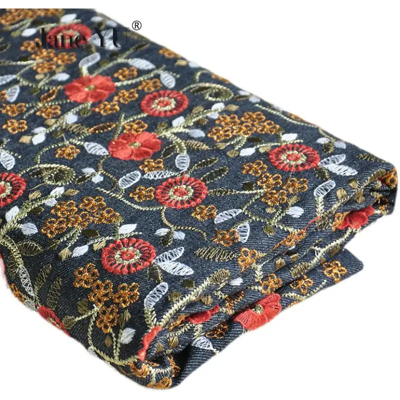 Утолщенная вышитая джинсовая ткань брюки юбка пальто сумка ручной работы сделай