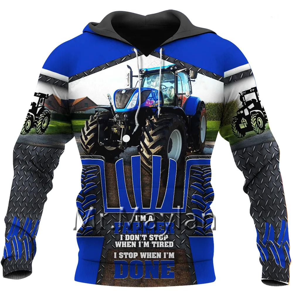 Толстовка унисекс с капюшоном, красивый принт трактор, 3d-принт, стиль Харадзюку, уличная одежда для мальчиков, T0435