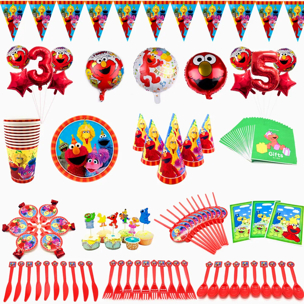С героями Улица Сезам День рождения украшения с принтом Элмо тема Вымпел