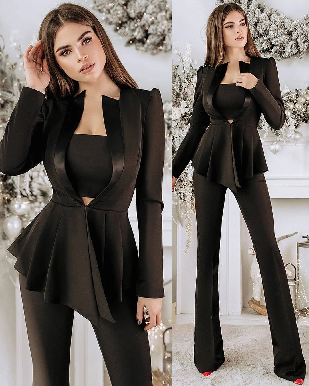 

Custom Made Women Suit New Design Streetwear Catwalk Ruched Blazer Office Lady Party Wedding Club Sexy Coat 2 Pieces