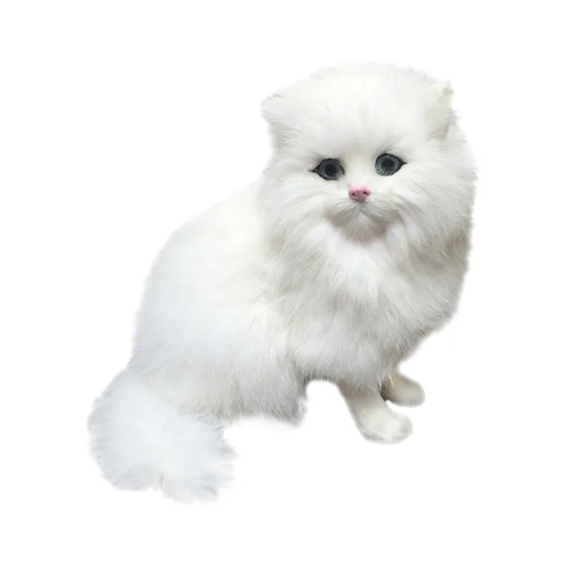 Реалистичные белые персидские коты - мягкие игрушки, имитация котов, декор для стола, подарок для детей мальчиков и девочек на Пасху и Рождество.