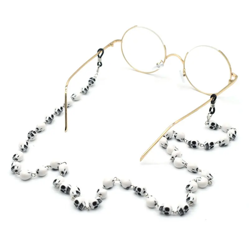 

2020 Cool Men Skull Acrylic Beads sunglasses chain Hip Hop Fashion glasses chains lanyard Vintage sunglasses accessories