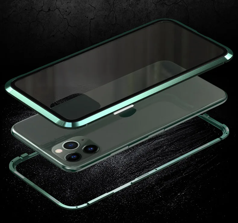 Металлический магнитный адсорбционный чехол для iphone 11, чехол из закаленного стекла для iphone 11 pro max, Новые Чехлы, бампер, чехол