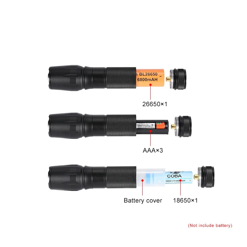 COBA Фонарик светодиодный масштабируемой T6 фонарь водонепроницаемый тактический