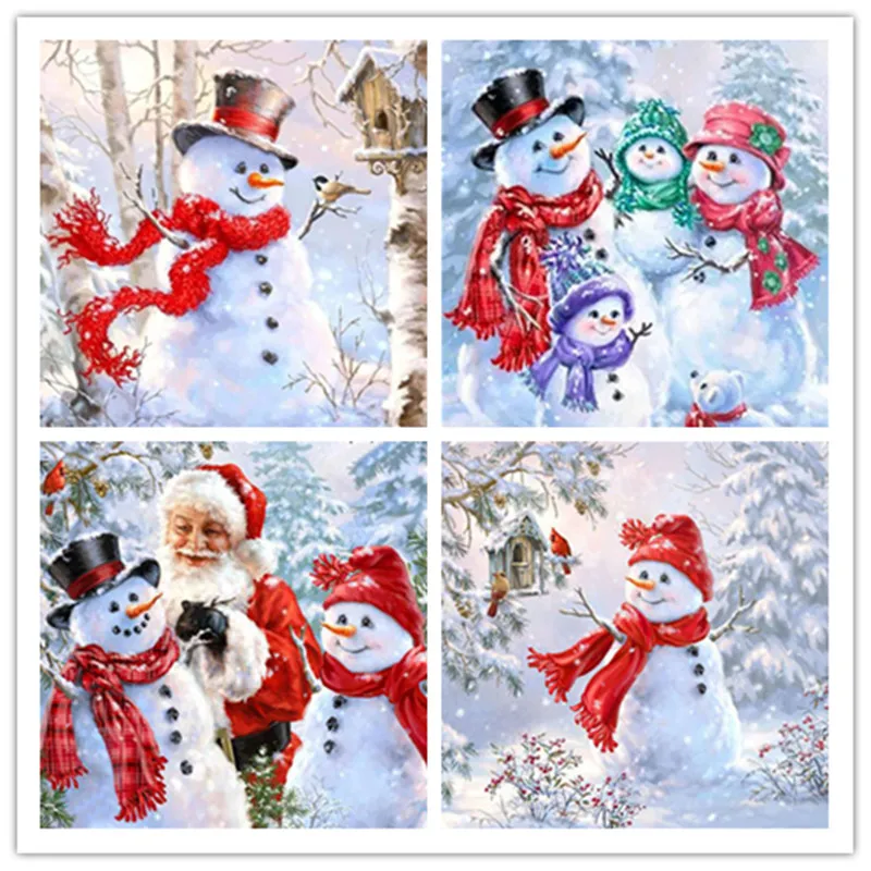 DIY Алмазная картина зимний Снеговик бриллиант мультфильм Рождество полный санта