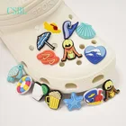 Аксессуары для пляжа, мультяшное украшение, Съемный ПВХ гибкий клей, пряжка для обуви, украшение, Цветочная вышивка, Очаровательное украшение