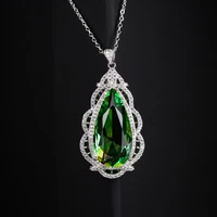 sky green topaz gemstone pendants necklaces for women 925 sterling sliver water drop romantic wedding gift valentines jewelry