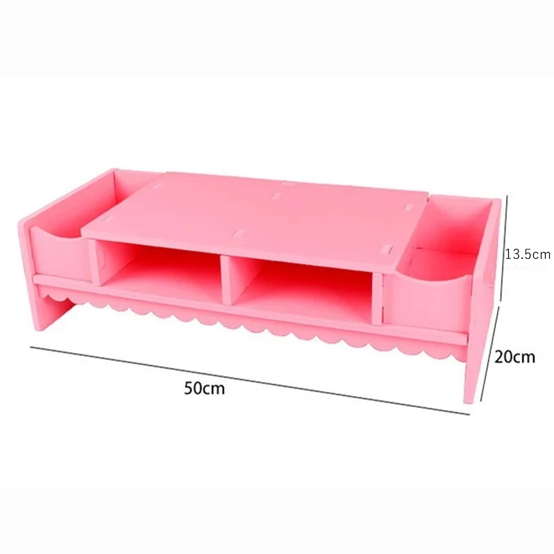 

THSMTG Cute Pink Monito Stand Desktop Storage Solid Wood Bracket Notebook Desktop Computer Monitor Increase Rack Office Supplies