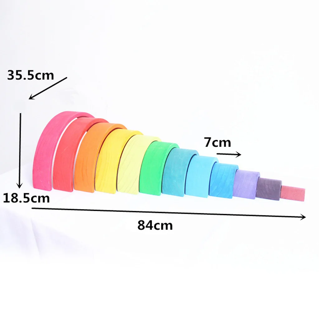 

Wooden Rainbow Stacking and Building Toys Nesting Puzzles 12 Pieces