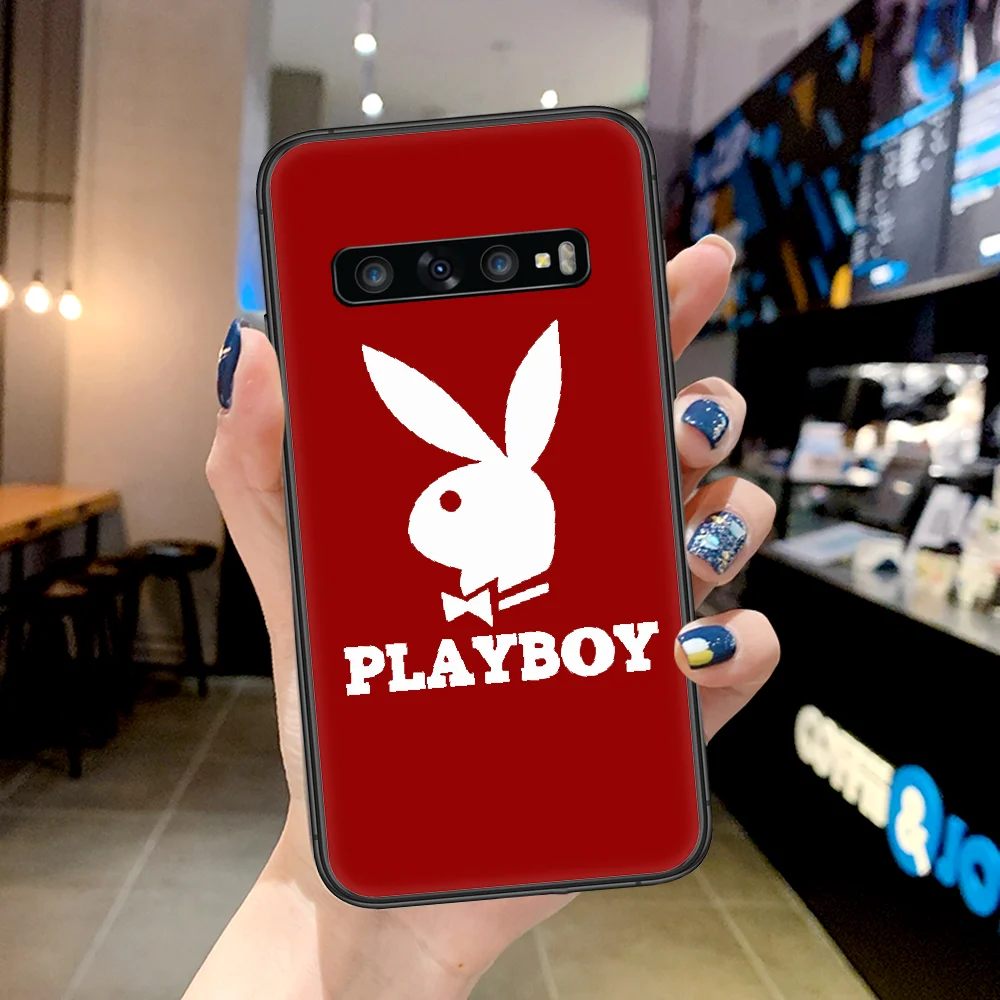 

Playboy Luxury Brand Phone Case For Samsung Galaxy Note S 8 9 10 20 Plus E Lite Uitra black Coque Soft Funda Painting Cover Tpu