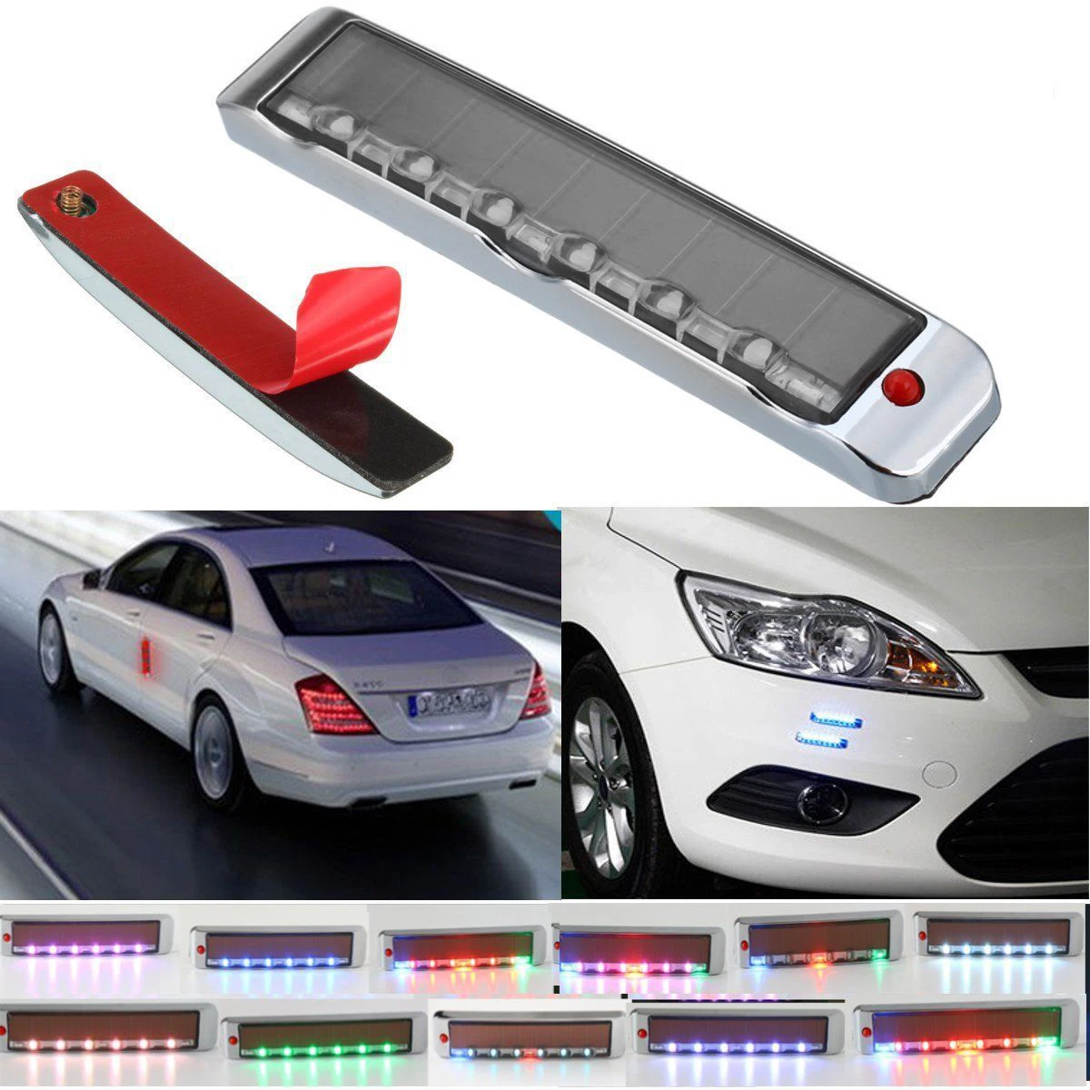 

Wireless Blinker Colorful LED Strobe Side Turn Universal 7 Colors Solar