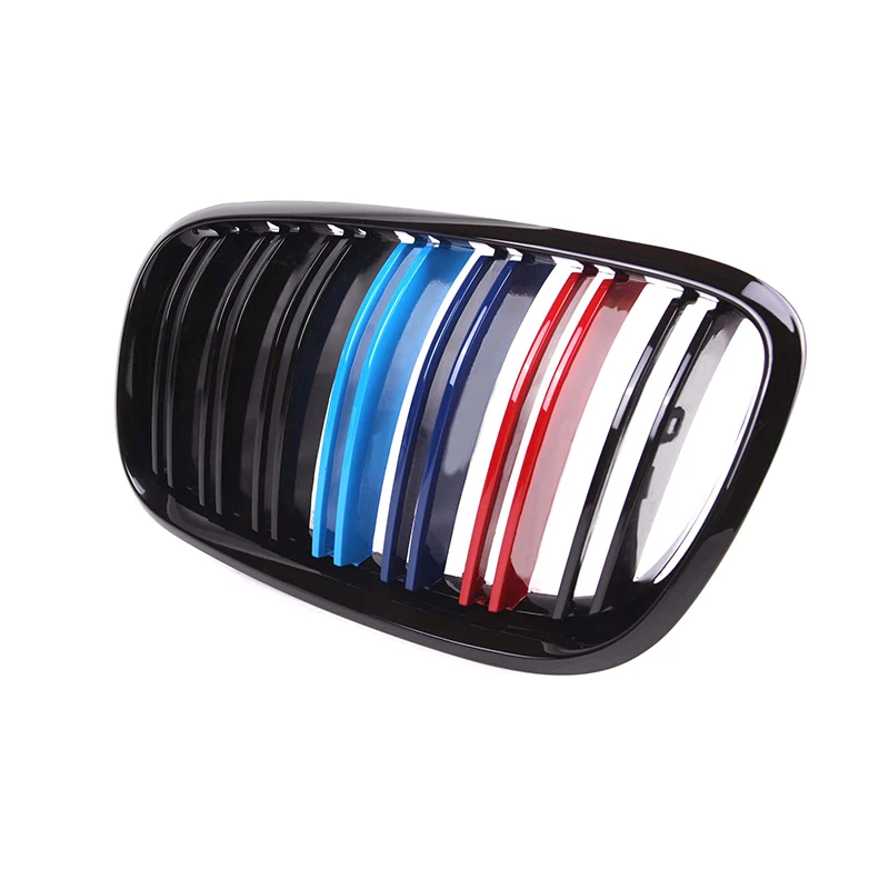 Для BMW X5 X6 E70 E71 2008-2013 глянцевый черный двойной Планка Стиль Передняя ножка решетка