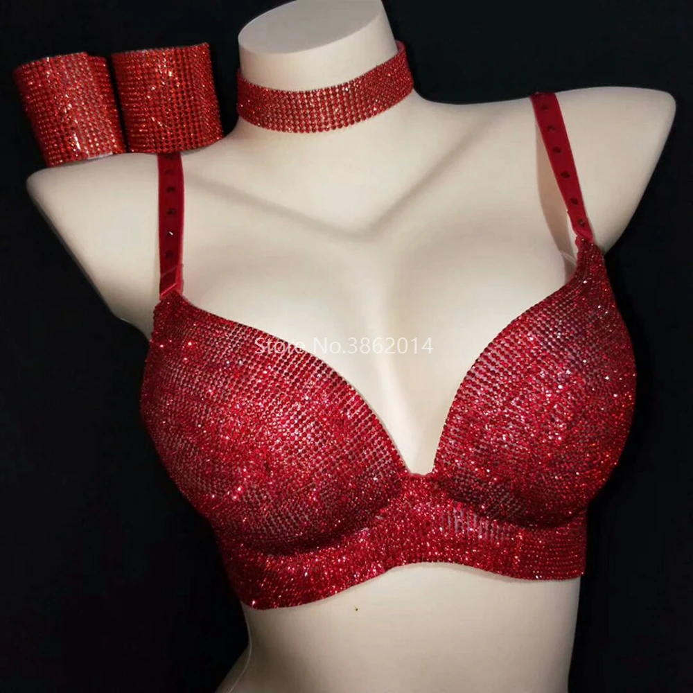 Комплект бикини женский со сверкающими бриллиантами пикантный комплект с