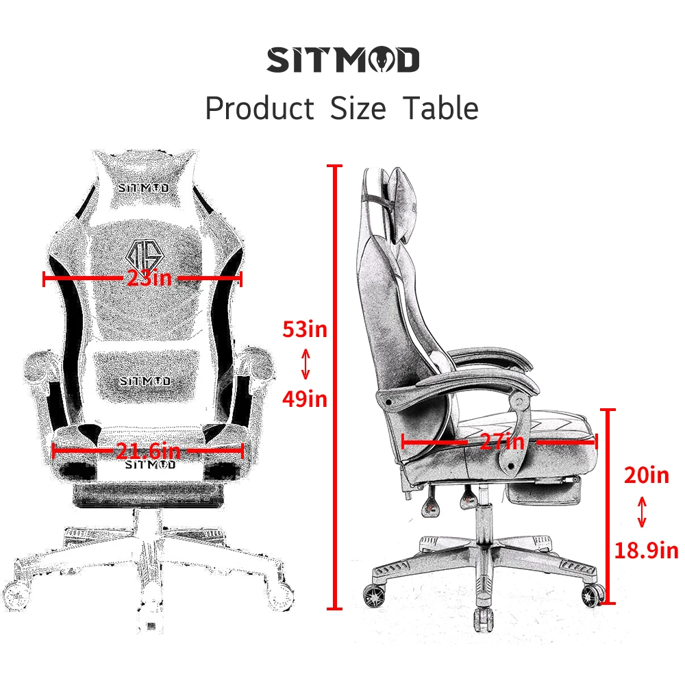 Игровое кресло SITMOD эргономичное офисное с подставкой для ног компьютерное