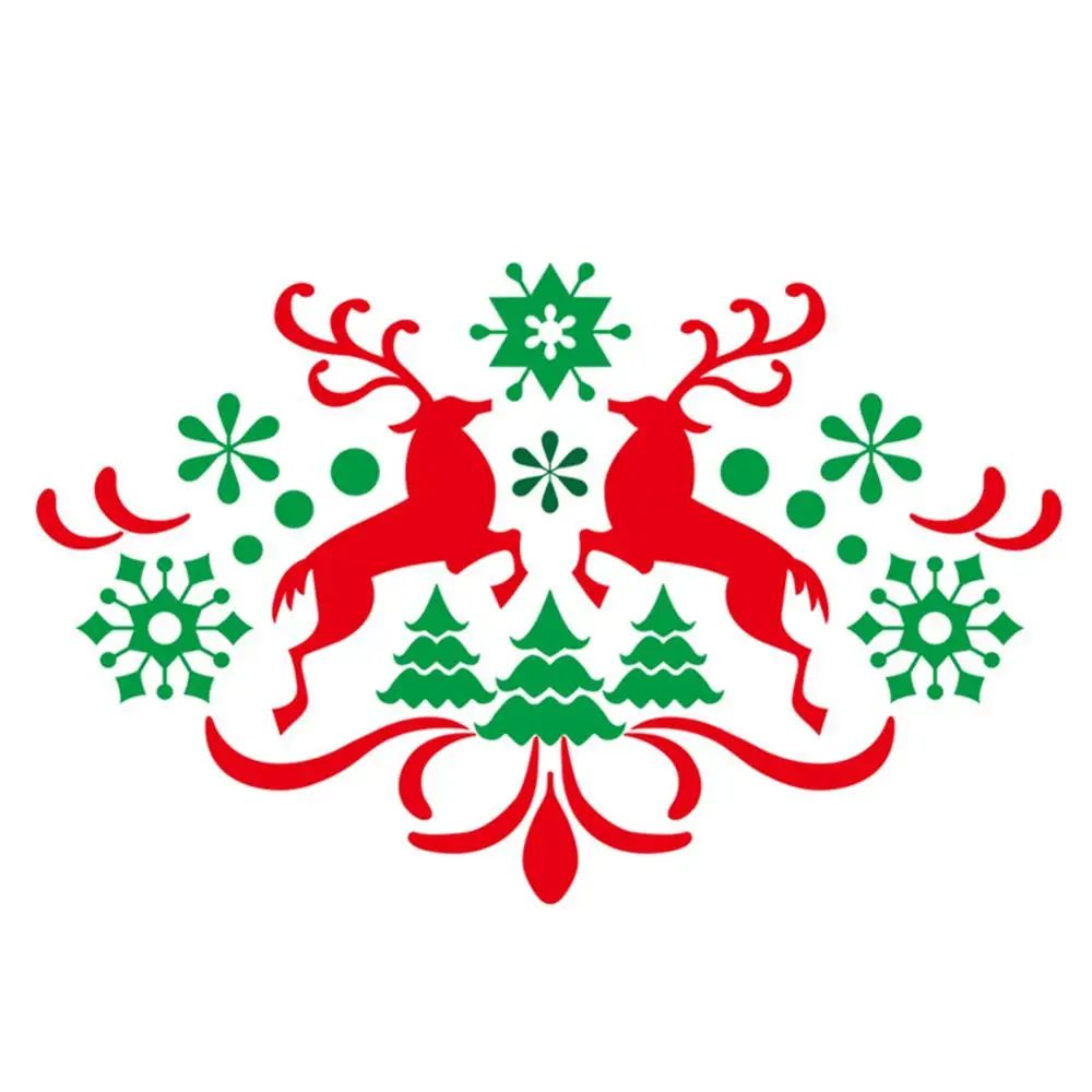 Рождественские украшения для дома наклейки на стену Мультяшные с оленем