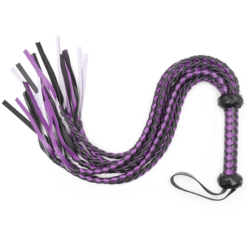 Horse Supply Premium Woven Suede Flogger for Horse Training Crop Whip Suede or Leather Covered Handle with Wrist Strap