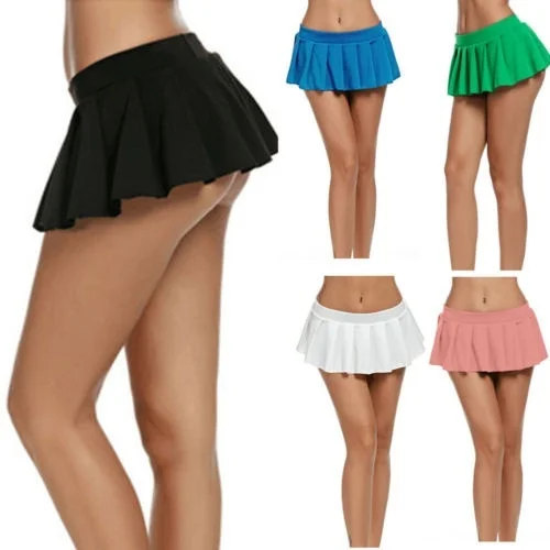 

Solid Women Pleated Mini Short Night Club Dancing Skirt