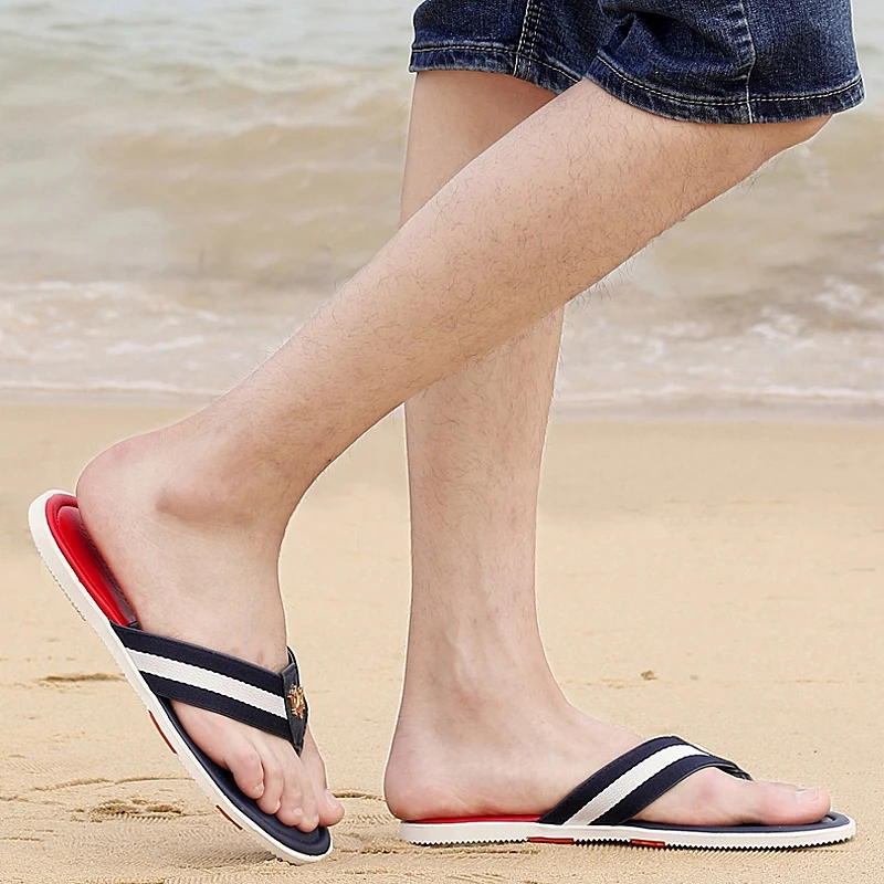 

New Arrival Summer Men Flip Flops Luxury High Quality Beach Sandals Anti-slip Casual Shoes Wholesale Toe Sandals