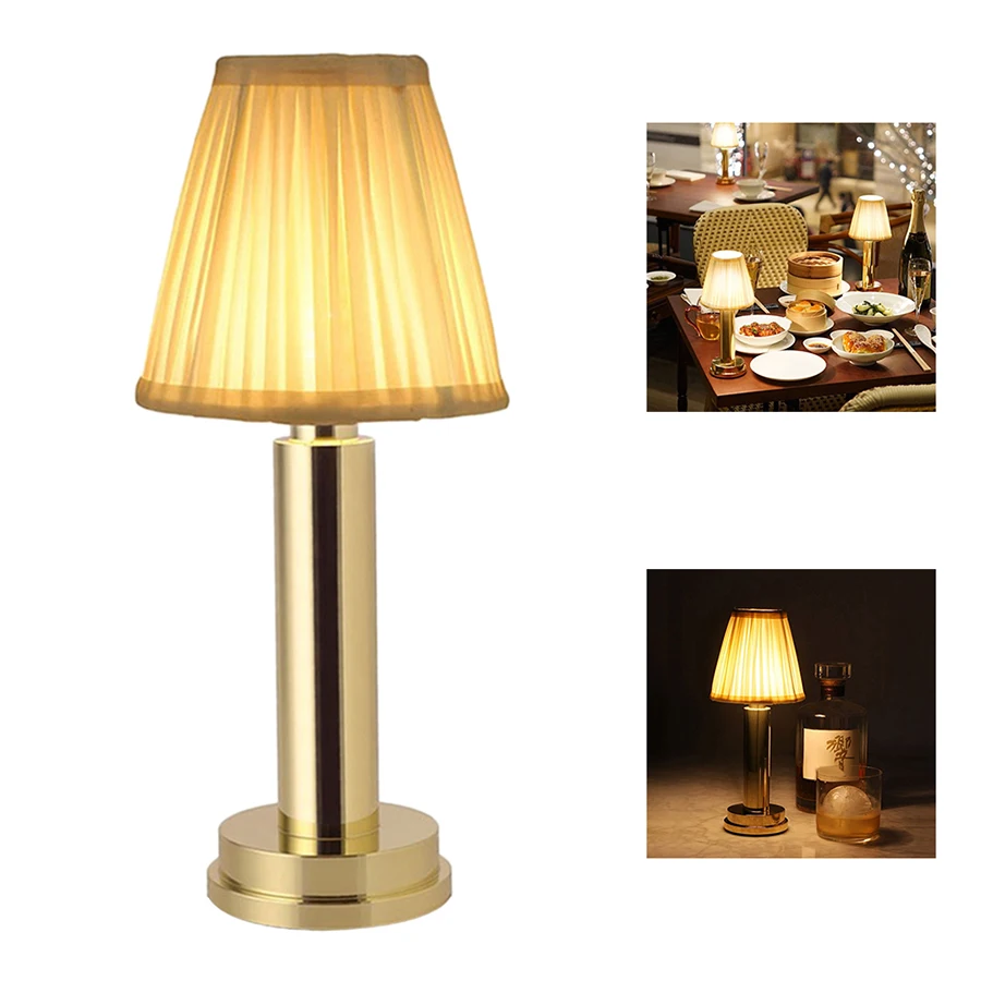 

Wireless Restaurant Bar Table Night Light With Cloth Lampshade Touch Sensor Nordic Cafe KTV Bar Dinner Art Table Lamps