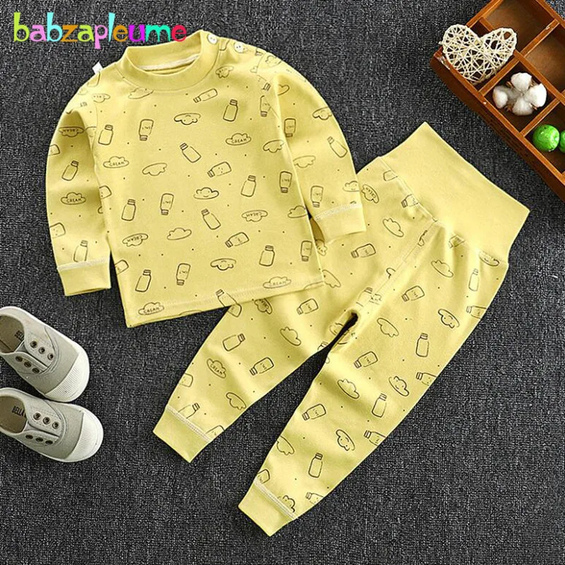 

2Piece Spring Fall Kids Pajamas Set Cartoon Cute Print Cotton Tops+Pants Baby Boys Clothing Girls Sleepwear Toddler Clothes 1987