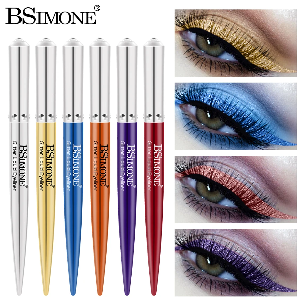 

Glitter Liquid Eyeliner Pen Waterproof Smudge-proof Metallic Shimmer Eyeliner Long-Lasting Eye Makeup Unload with warm water