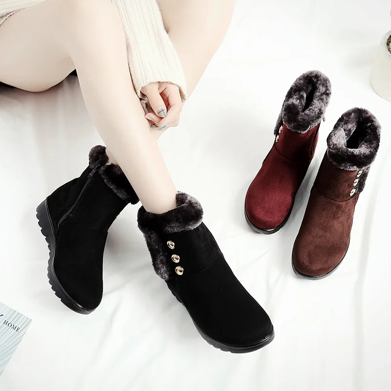 2019 hiver bottines femmes chaussures plate-forme neige bottes mecal ddecoration на танкетке talon semelle femme молнии #59 |