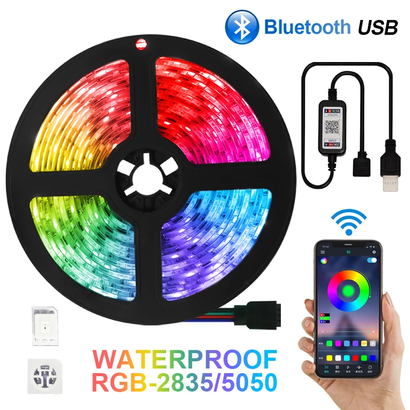 USB 3Key Control IR Ribbon Neon 5V LED Strip Lights Bluetooth Led RGB 2835DC Flexible Tape Diode PC TV Backligh | Освещение