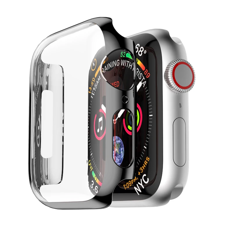 black Защитная крышка для apple Watch band 4(iwatch 5) 44 мм 40 мм apple watch 3 2 1 42 мм 38 мм водонепроницаемый Бампер аксессуары - Цвет: black