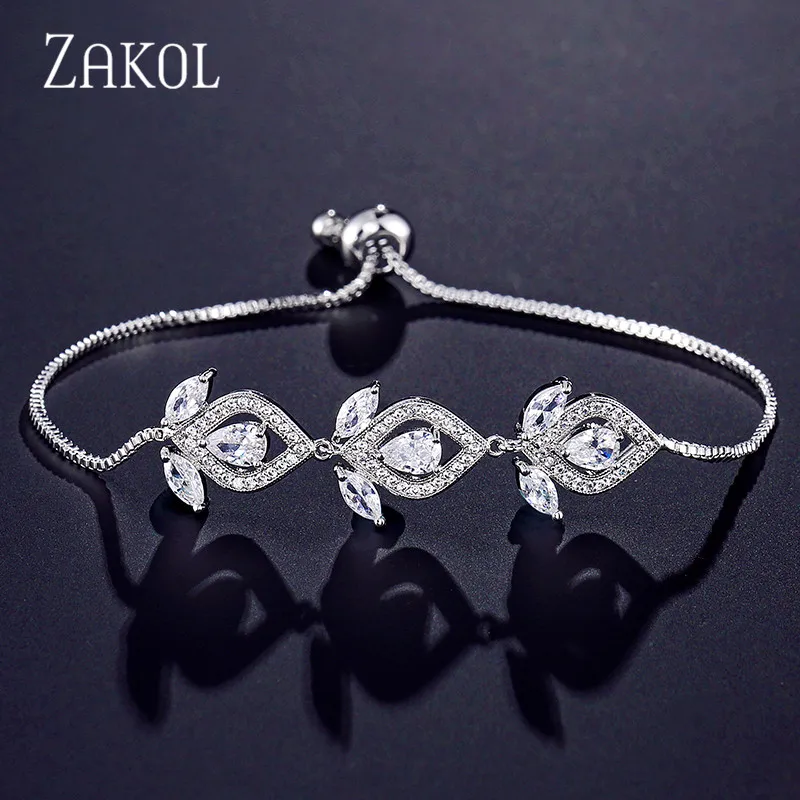 ZAKOL модные кубические циркониевые серьги-люстры регулируемые браслеты для