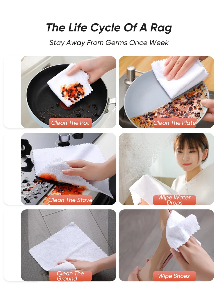 Кухонные тряпки JOYBOS для уборки бытовые съемные водопоглощающие не прилипающие к