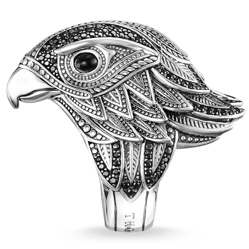 

Men's Eagle Fine Exquisite Ring Fashion Black Color Metal Zircon Wedding Party Punk Jewellery Accessories Q3T474