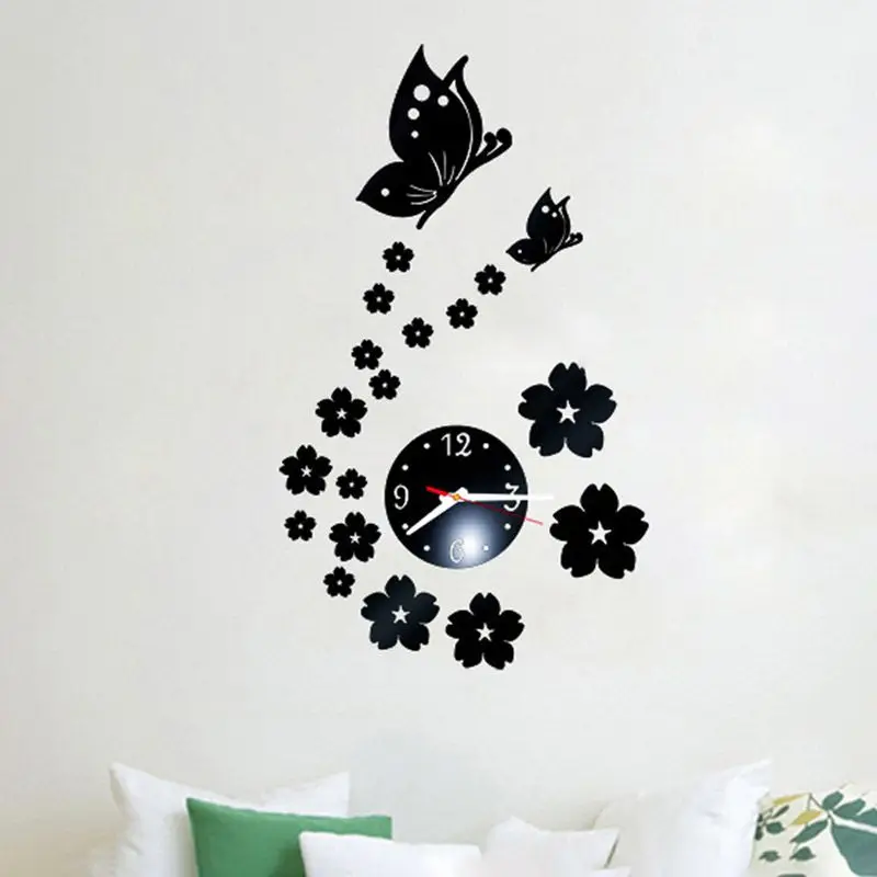 Домашний Настенный декор часы с бабочкой современный дизайн настенные 3D