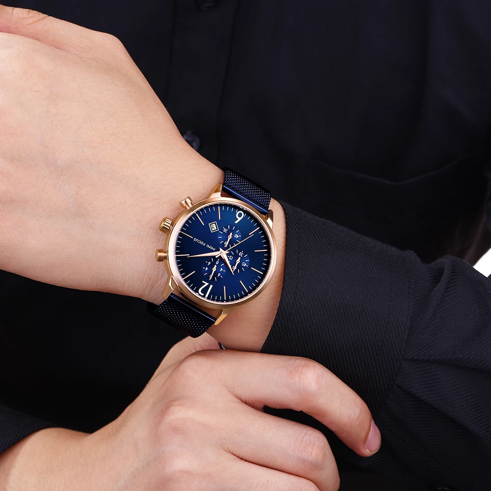 Мини FOCUSMen спортивные часы из нержавеющей стали военные водонепроницаемые модные