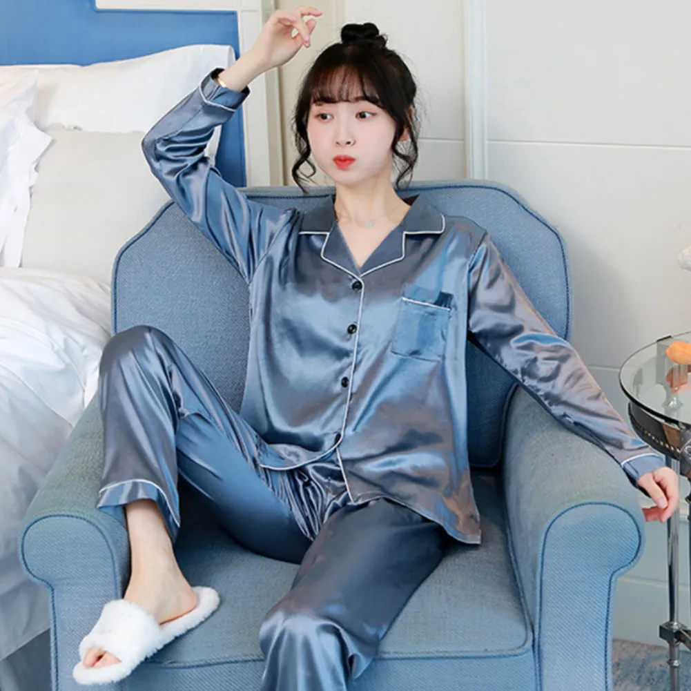 

New Ladies Fashion Spring Autumn Pajamas Set Women Long Sleeve Tops With Long Pants Sleepwear Indoor Pajamas Suit