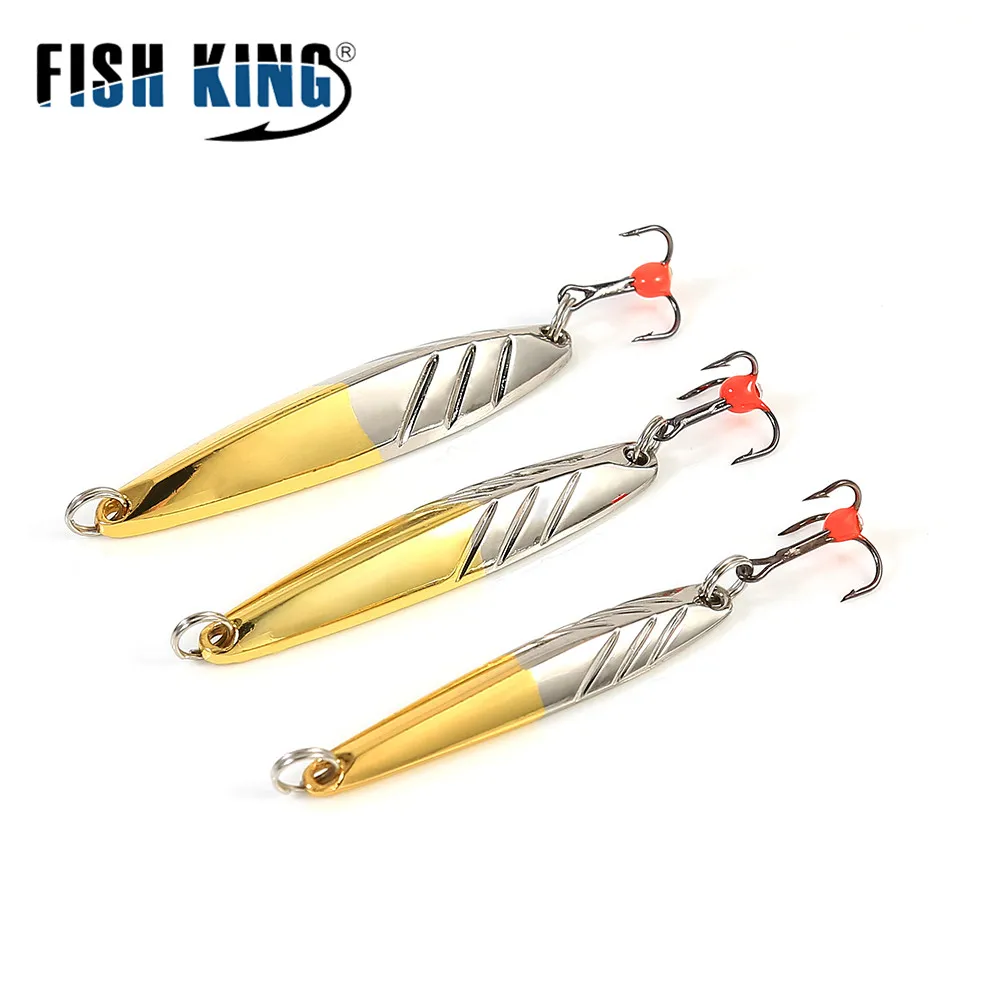 FISH KING  Winter Ice Fishing Lure 5/10/15g Artificial Metal Winter Hard Bait Balancer Metal Treble Hook accessories Wobblers