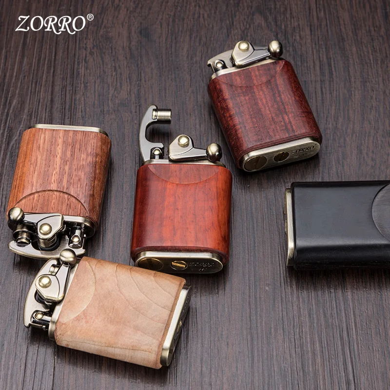 Lighter Creative Old Sandalwood Retro Nine-door Personality Rocker Kerosene Men Send Boys | Cigarette Accessories