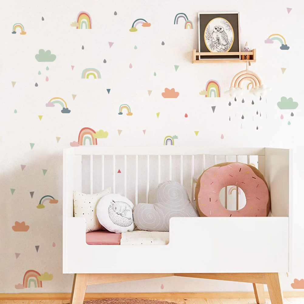 

Rainbow Wallpaper Vinyl Decorative Wall Stickers For Children's Room Ornaments Baby Room Stencils For Walls Removable Stickers
